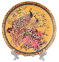 Тарелка декоративная "Павлин золотой", с подставкой, 18x18x2 см