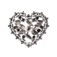 Декоративный элемент "Сердце", цвет: старое серебро, 53x44 мм, арт. H2173