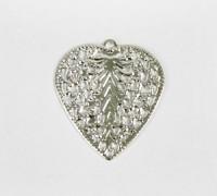 Декоративный элемент "Сердце", цвет: серебро, 24x27 мм, 5 штук, арт. 7703984