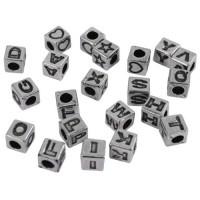 Бусины с буквами "Астра", цвет: серебро, 6,8x6,8x6,8 мм, 30 штук, арт. FIN2358