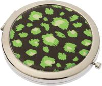 Зеркало карманное Dewal Beauty "Дикая природа", зеленый леопард, 7 см, круглое