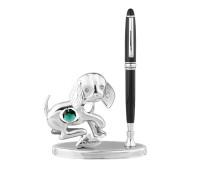 Держатель для ручки Crystocraft "Собачка", серебристого цвета с кристаллами, пластик, сталь