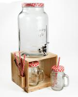 Набор для напитков: подставка, емкость для напитков, 4 стакана с крышкой и трубочкой, арт. 113736