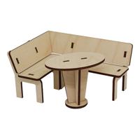 Деревянная заготовка кукольная мебель "Кухонный уголок с обеденным столиком", 7x4,5x5,5 см, арт. L-706