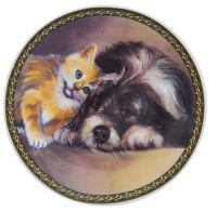 Тарелка декоративная "Щенок с котенком", 10x10x2 см