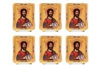 Набор декоративных тарелок "Иисус Христос", прямоугольные, на подставках, 5x6.5x2 см, 6 шт