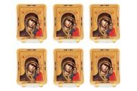 Набор декоративных тарелок "Казанская Божья Матерь", прямоугольные, на подставках, 5x6.5x2 см, 6 шт