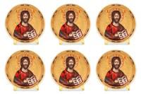 Набор декоративных тарелок "Иисус Христос", на подставках, 7,5x7.5x2 см, 6 шт