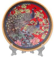 Тарелка декоративная "Павлин на красном", 10x10x2 см