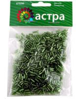 Стеклярус "Астра", 20 грамм, цвет: зеленый/прозрачный, серебристый центр (10 штук) (количество товаров в комплекте: 10)
