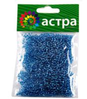 Бисер "Астра", 20 грамм, цвет: голубой/прозрачный серебристый центр (10 штук) (количество товаров в комплекте: 10)