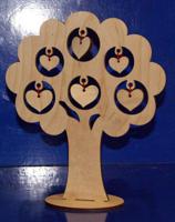 Заготовка из дерева "Дерево с сердечками на подставке", 25 см