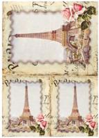 Рисовая карта для декупажа "Париж. Эйфелева башня", 3 штуки, 21x30 см (количество товаров в комплекте: 3)