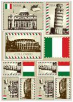 Рисовая карта для декупажа "Почтовые марки, Италия", 3 штуки, 21x30 см (количество товаров в комплекте: 3)