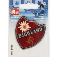 Термоаппликация "HIGHLAND" с эдельвейсом, красный, арт. 925967