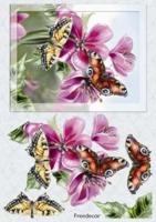 Декупажная карта 3D "Цветы и бабочки", арт. DK4060