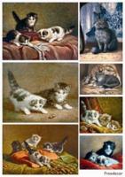 Декупажная карта "Кошки и котята", арт. DK032