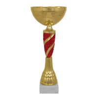 Кубок металлический "Янита", основание мрамор, золото, стем красный, 33 см