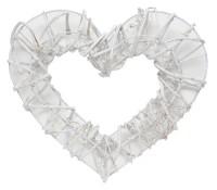 Декоративный венок "Сердце", 32x29 см, белый, крупное плетение