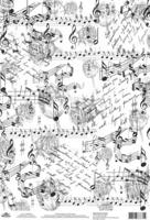 Рисовая карта для декупажа "Монохром. Музыка цветов", 21x30 см