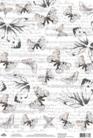 Рисовая карта для декупажа "Монохром. Бабочки и ноты", 21x30 см