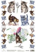 Декупажная карта "Играющие котята", 21x30 см