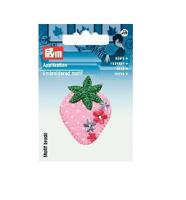 Термоаппликация "Клубника" (розовая с цветами), 4х5 см