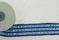 Лента тканная, синяя с серебром (40 мм х 9 м)