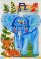 Наклейка объёмная 3D с фольгой и стразами "Слон"