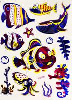 Наклейка виниловая из цветной фольги "Морские обитатели"