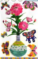 Наклейка объёмная 3D с глиттером "Цветы и бабочки"