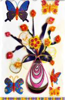 Наклейка объёмная 3D с глиттером "Цветы и бабочки"