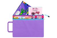 Папка-сумка с ручкой, цвет: фиолетовый с розовой вставкой, на молнии, 38x27x0,6 см