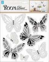 Наклейки для интерьера "Бабочки", цвет: черный, серебряный