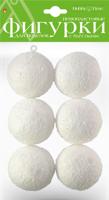 Пенопластовые фигурки "Заснеженные шары" с глиттером, 60 мм, 6 штук