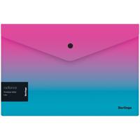 Папка-конверт на кнопке "Radiance", А4, 180 мкм, розовый/голубой градиент