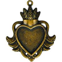 Заготовка для украшений "Heart Bezel", бронза, арт. GLLB-001G
