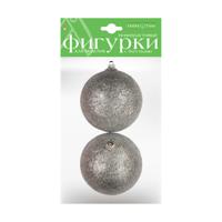 Пенопластовые фигурки "Шары с глиттером", цвет: серебро, D80 мм (2 штуки)
