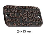 Лэйбл металлический "Classic", цвет: тертая медь, 24х13 мм, 50 штук, арт. TBY.8876 (количество товаров в комплекте: 50)