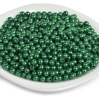 Бусины круглые перламутровые "Magic 4 Hobby", 10 мм, 500 грамм (960 штук), цвет: 035 изумруд