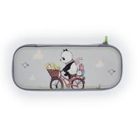 Пенал на молнии "Панда на велосипеде", цвет серый