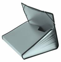Портфель на резинке с окантовкой "Бюрократ", цвет: серый, A4, 13 отделений, арт. -BPR13LGREY