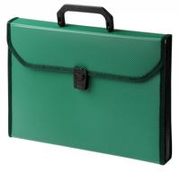 Портфель с ребристой поверхностью и окантовкой "Бюрократ", цвет: зеленый, A4, 6 отделений, арт. -BPP6TLGRN