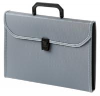 Портфель с ребристой поверхностью и окантовкой "Бюрократ", цвет: серый, A4, 6 отделений, арт. -BPP6TLGREY
