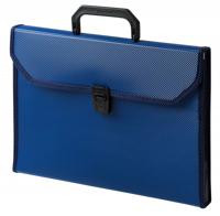 Портфель с ребристой поверхностью и окантовкой "Бюрократ", цвет: синий, A4, 6 отделений, арт. -BPP6TLBLUE