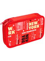 Пенал "Нью-йорк", 2 отделения, красный, 190x115 мм