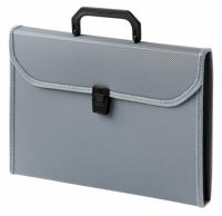 Портфель с ребристой поверхностью и окантовкой "Бюрократ", цвет: серый, A4, 13 отделений, арт. -BPP13TLGREY