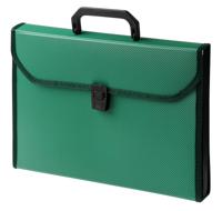 Портфель с ребристой поверхностью и окантовкой "Бюрократ", цвет: зеленый, A4, 13 отделений, арт. -BPP13TLGRN