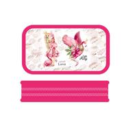 Пенал двухсекционный "Принцесса и фламинго", тканевый торец, 190х105 мм