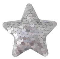 Аппликации пришивные с пайетками "Звезда", цвет: серебро, 6,5х6,5 см, 20 штук (количество товаров в комплекте: 20)